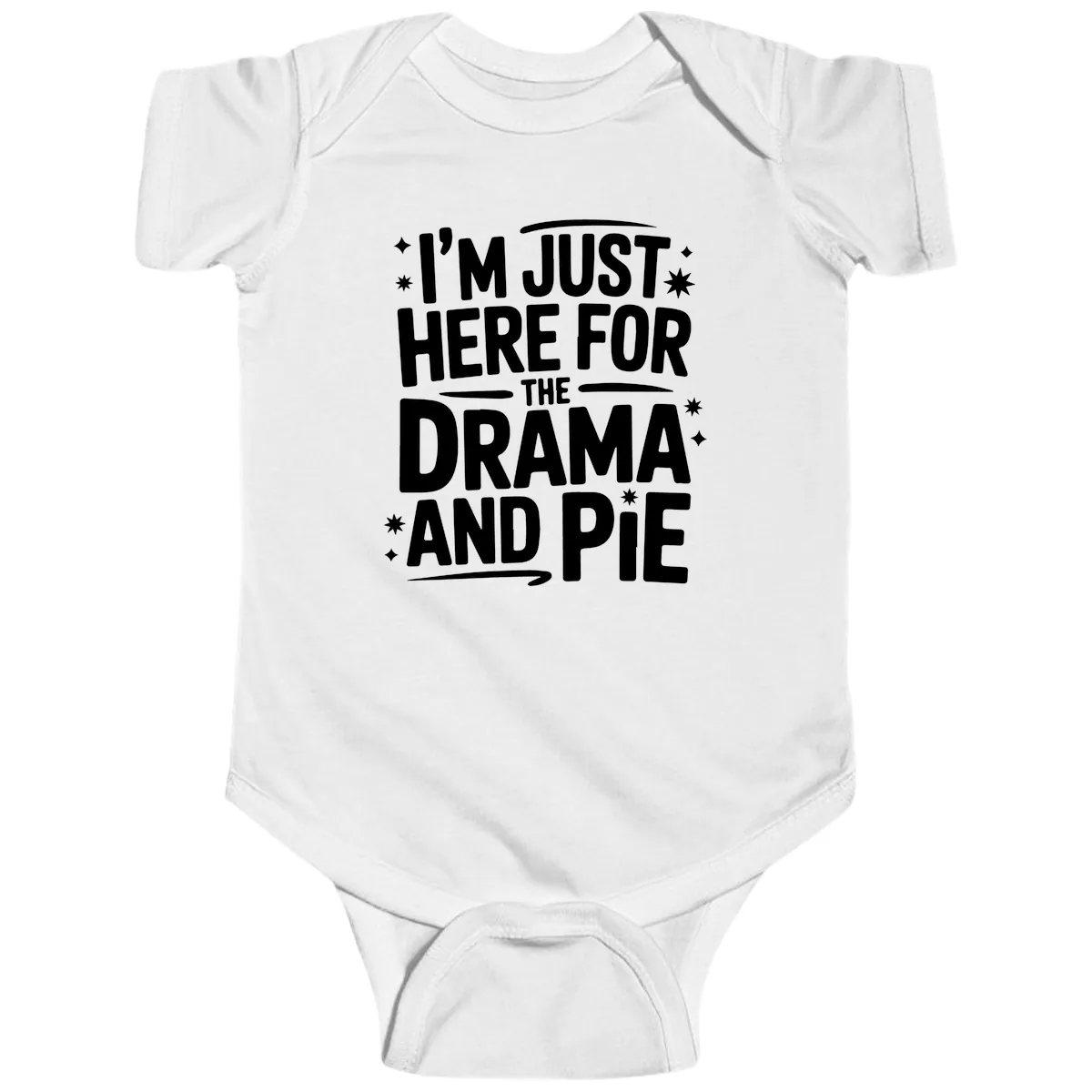 Here For The Drama And Pie Baby Onesie in White